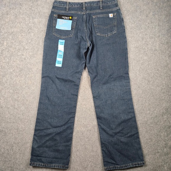 Carhartt Flannel Lined Jeans Womens 10 Blue Denim Relaxed Fit Straight Leg NEW - Picture 6 of 14